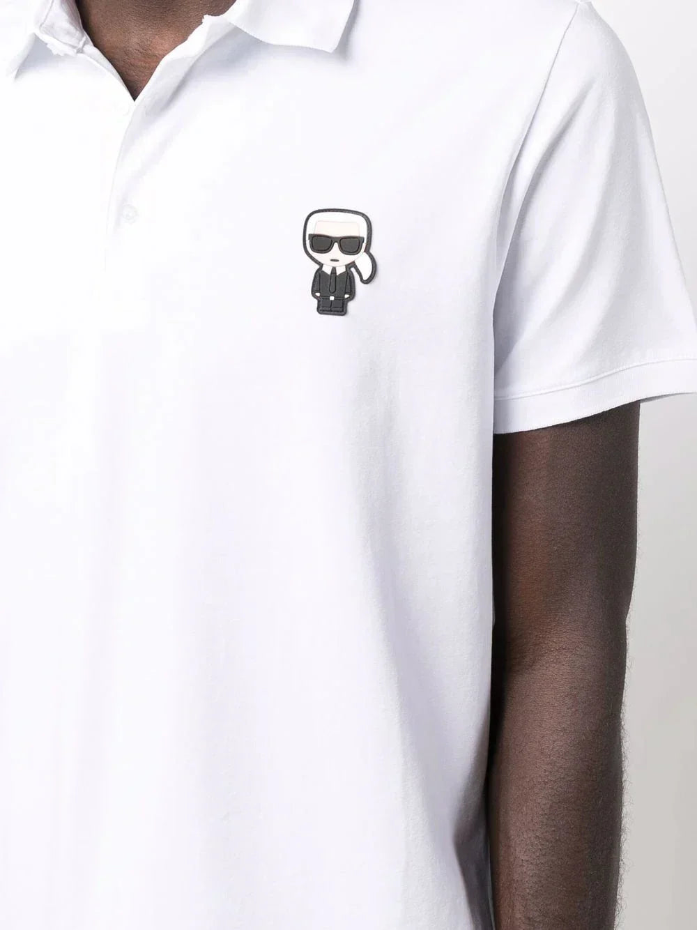 KARL LAGERFELD PATCH DETAIL COTTON POLO SHIRT