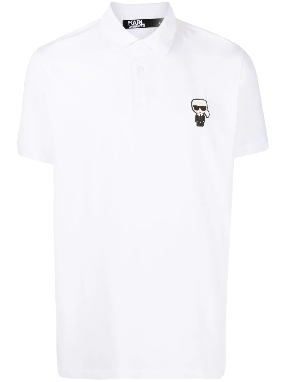 KARL LAGERFELD PATCH DETAIL COTTON POLO SHIRT