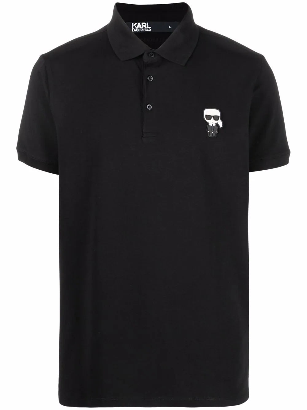 KARL LAGERFELD PATCH DETAIL COTTON POLO SHIRT