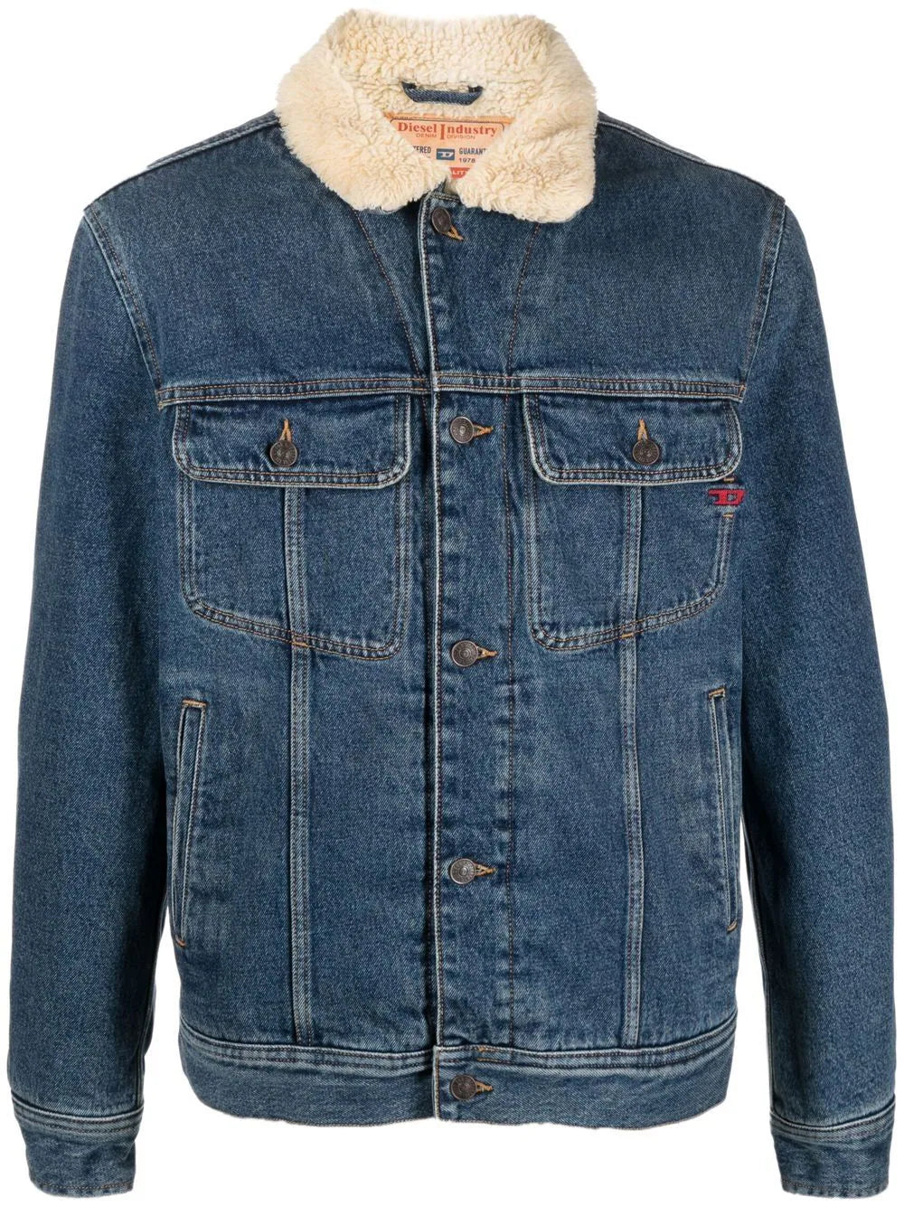 Diesel D-Barcy-T shearling-collar denim jacket