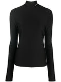 KARL LAGERFELD LOGO-EMBROIDERED TEXTURED LONG-SLEEVED TOP