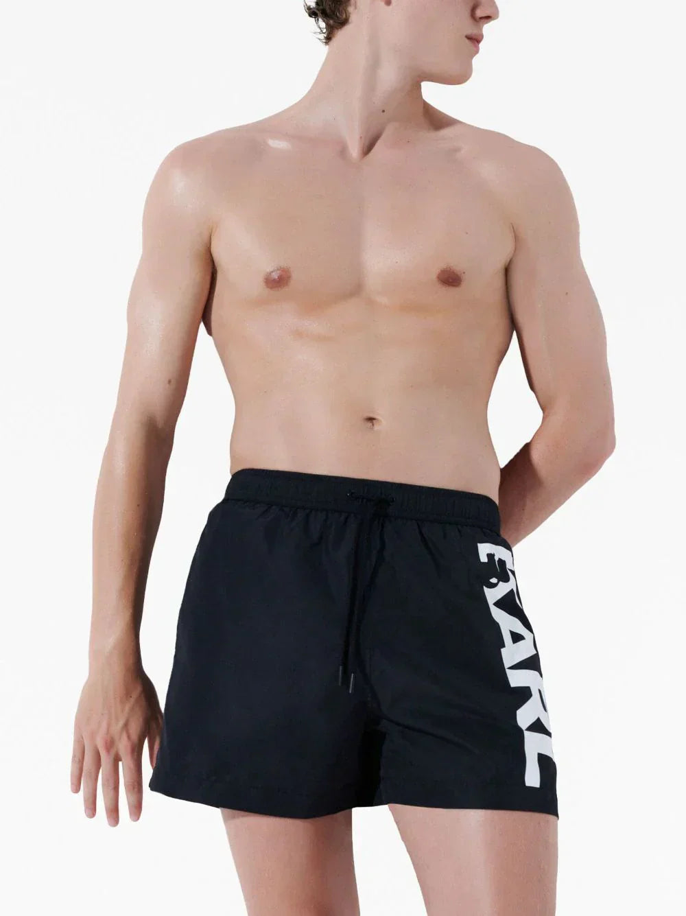 KARL LAGERFELD LOGO-PRINT SWIM SHORTS