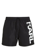 KARL LAGERFELD LOGO-PRINT SWIM SHORTS