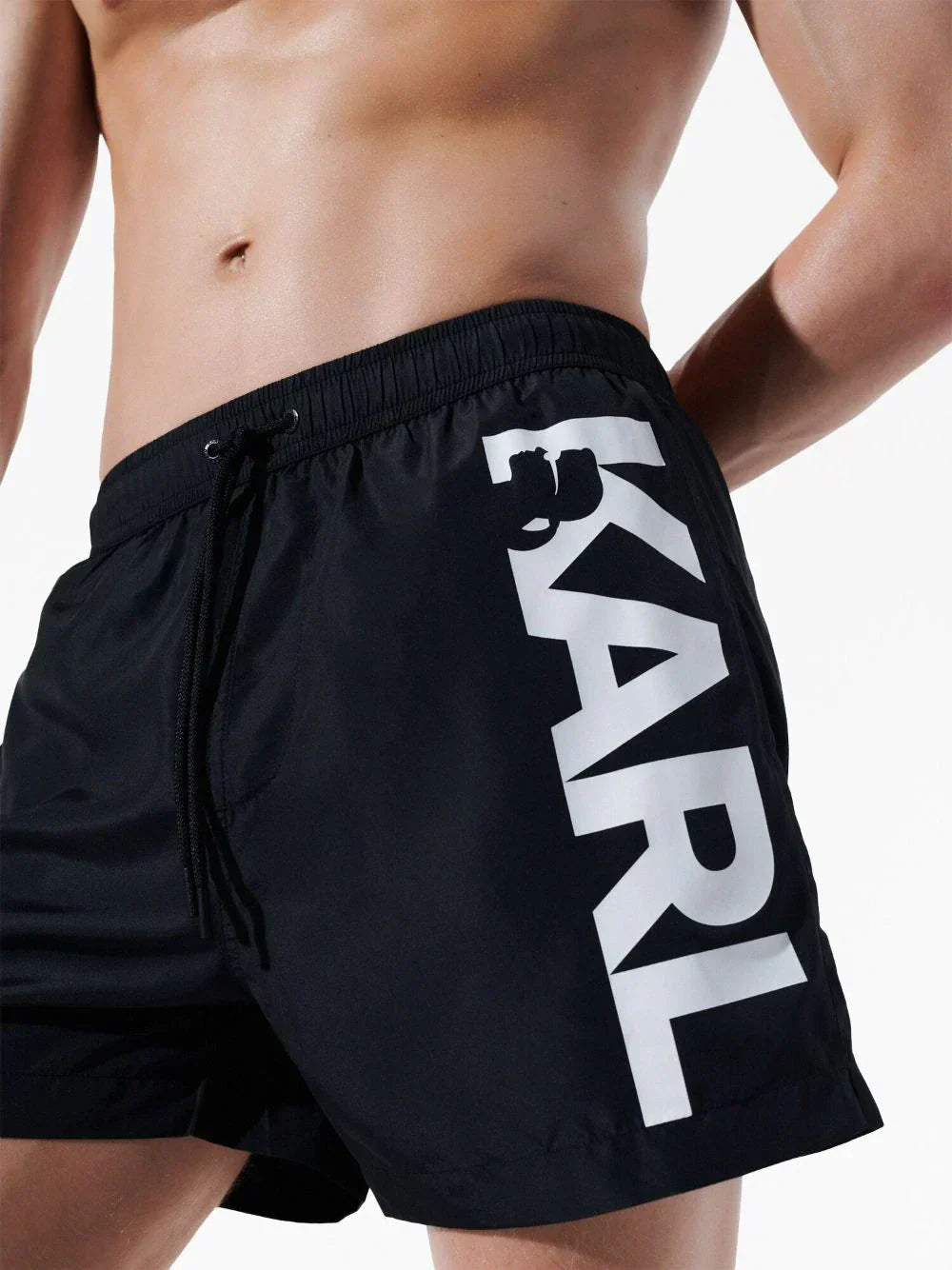 KARL LAGERFELD LOGO-PRINT SWIM SHORTS