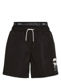 KARL LAGERFELD IKONIK DOUBLE-WAISTBAND SWIM SHORTS
