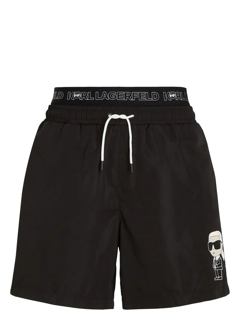 KARL LAGERFELD IKONIK DOUBLE-WAISTBAND SWIM SHORTS