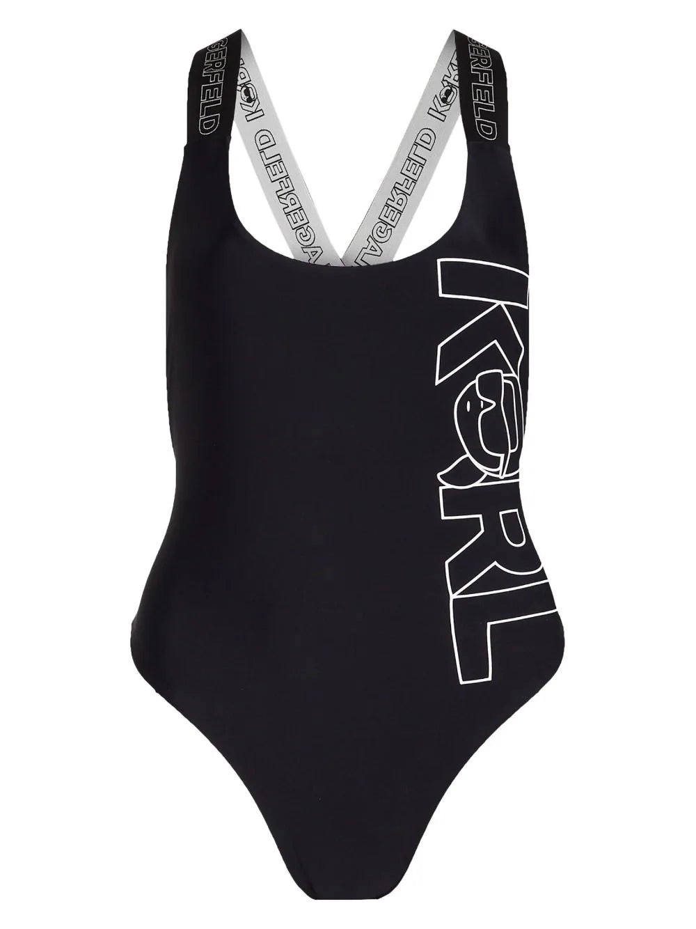 KARL LAGERFELD IKONIK LOGO-PRINT SWIMSUIT