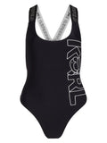 KARL LAGERFELD IKONIK LOGO-PRINT SWIMSUIT