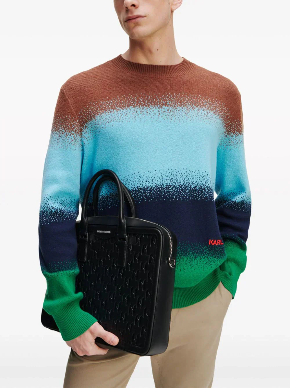 KARL LAGERFELD K/LOOM LEATHER BRIEFCASE