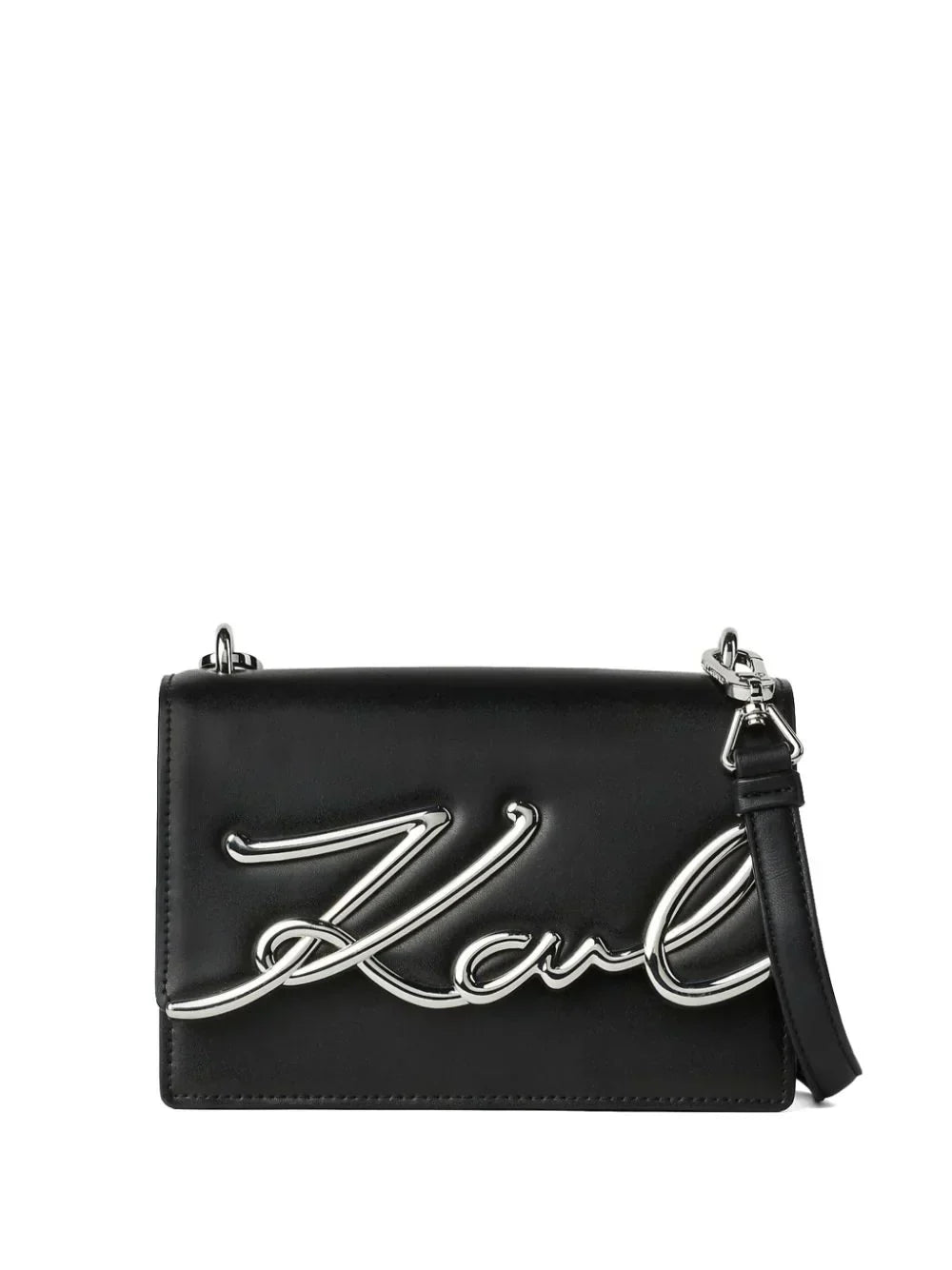 KARL LAGERFELD SIGNATURE LEATHER SHOULDER BAG