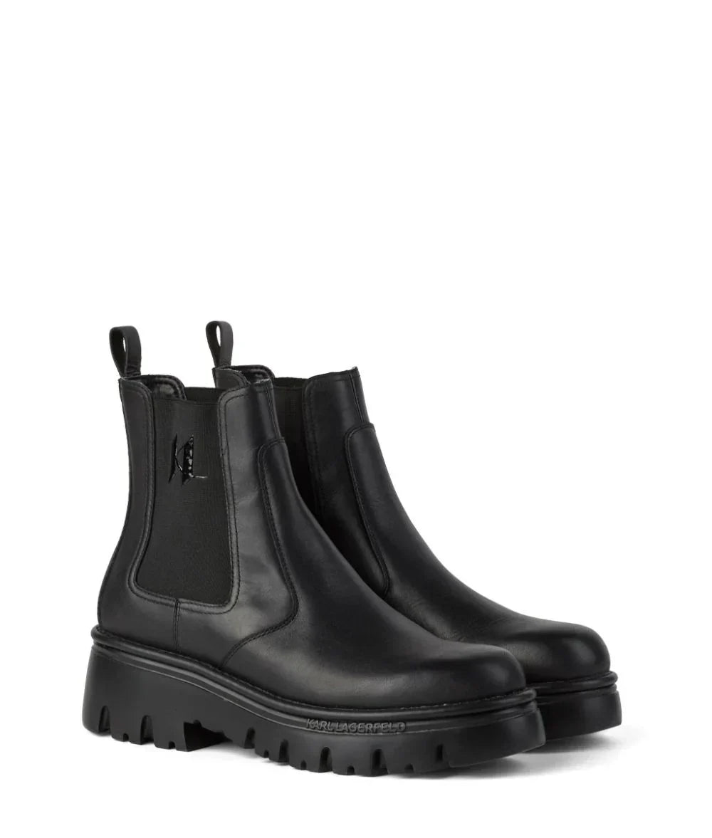 KARL LAGERFELD MONOGRAM KOMBAT LEATHER BOOTS
