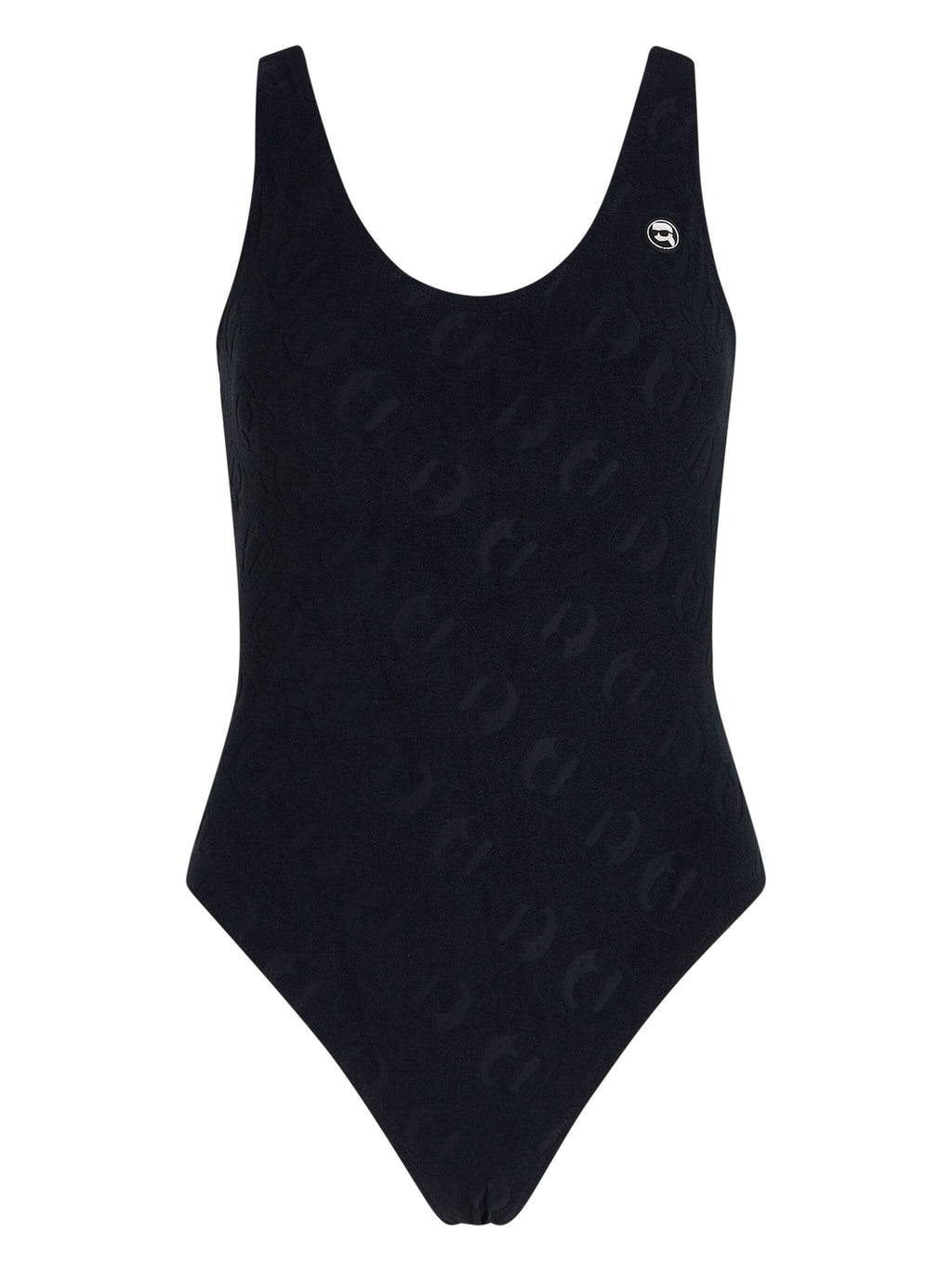 KARL LAGERFELD IKONIK 2.0 LOGO-APPLIQUE SWIMSUIT