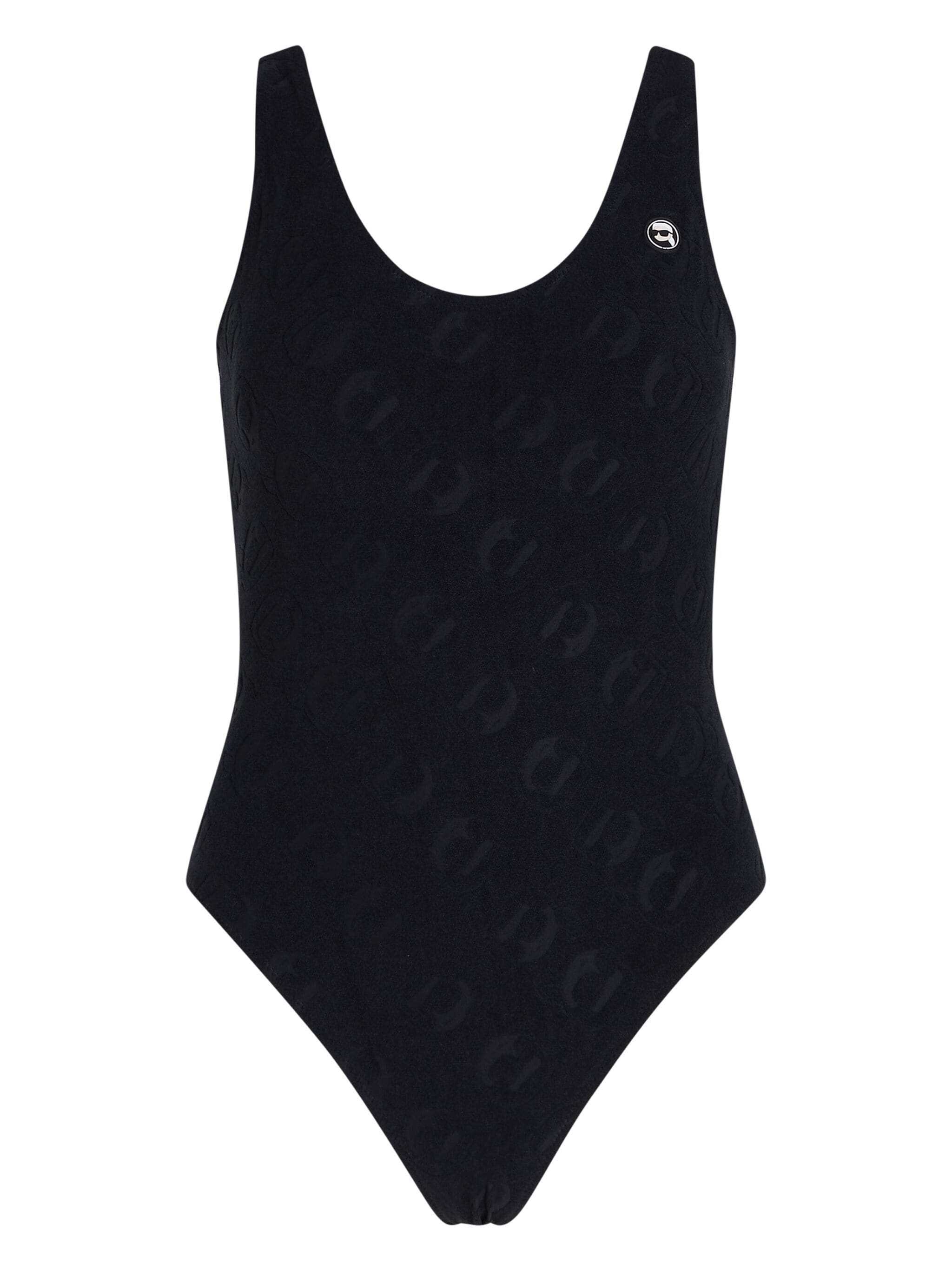 KARL LAGERFELD IKONIK 2.0 LOGO-APPLIQUE SWIMSUIT