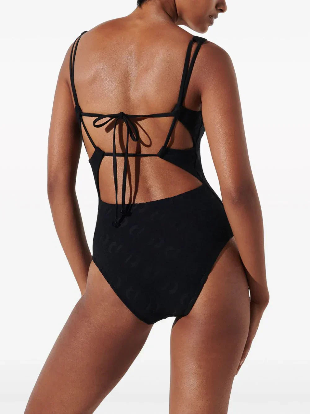 KARL LAGERFELD IKONIK 2.0 LOGO-APPLIQUE SWIMSUIT