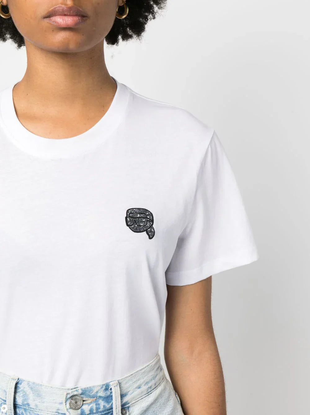 KARL LAGERFELD IKONIK 2.0 GLITTER ORANIC COTTON T-SHIRT