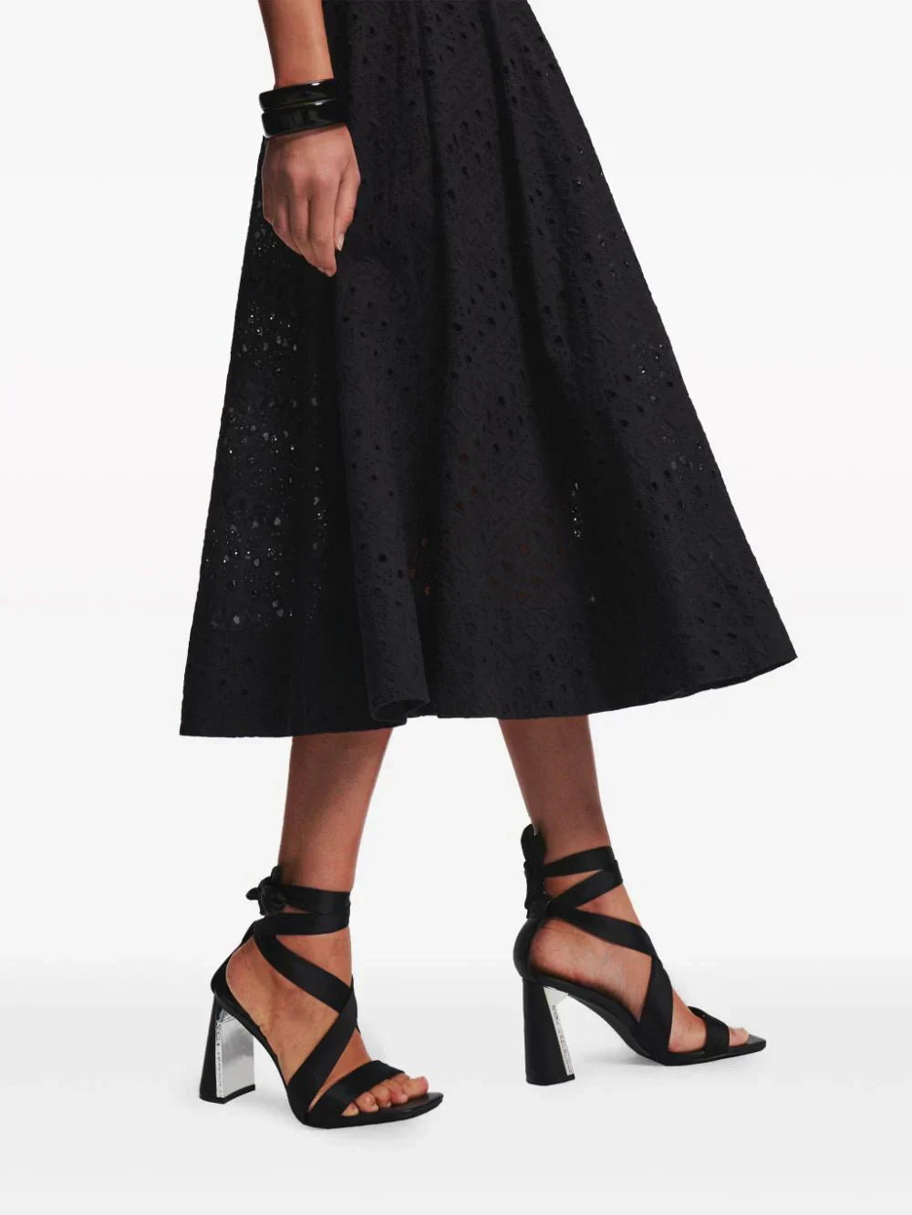 KARL LAGERFELD BRODERIE-ANGLAISE MIDI SKIRT