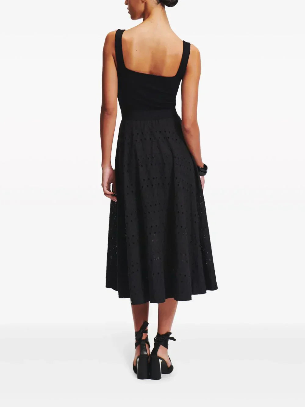 KARL LAGERFELD BRODERIE-ANGLAISE MIDI SKIRT