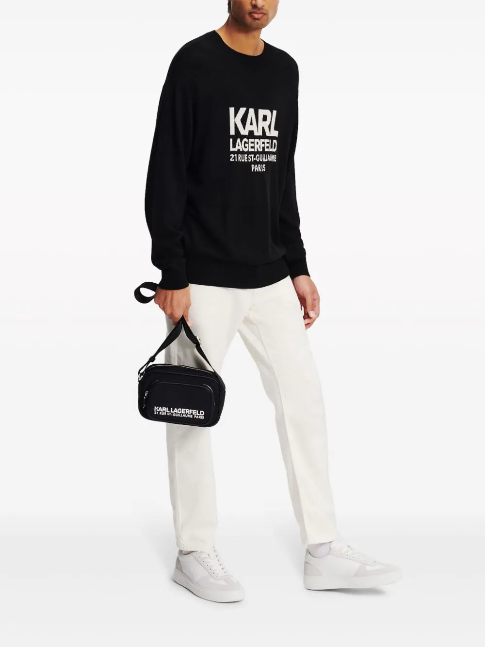 KARL LAGERFELD RUE ST-GUILLAUME INTARSIA WOOL JUMPER