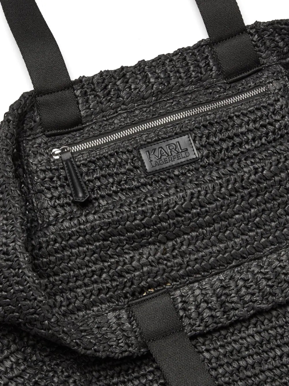 KARL LAGERFELD SIGNATURE RAFFIA BEACH BAG