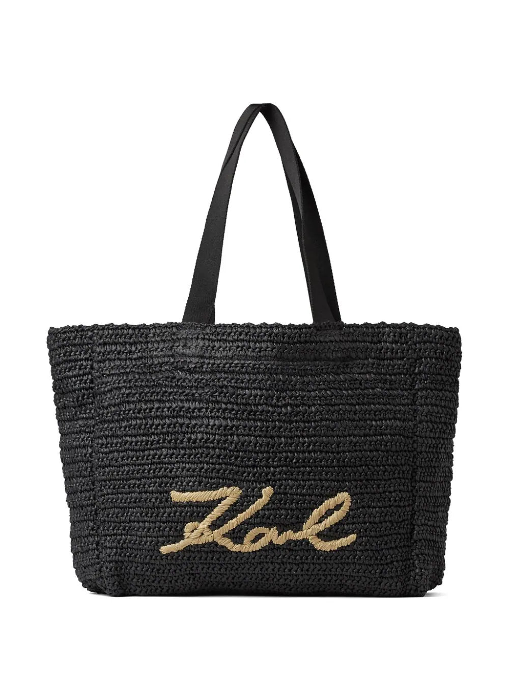KARL LAGERFELD SIGNATURE RAFFIA BEACH BAG