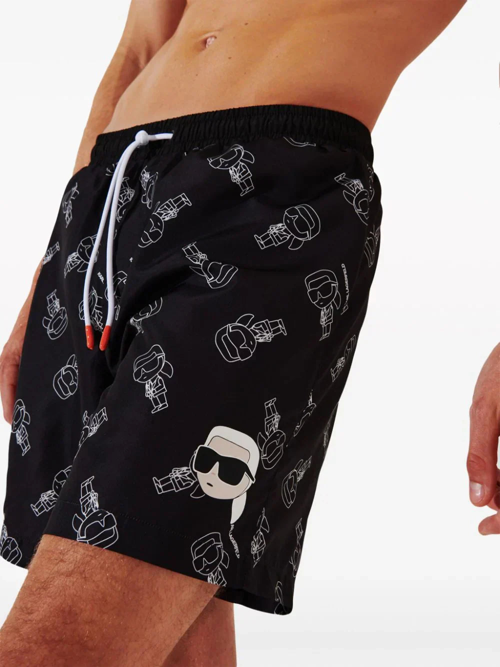 KARL LAGERFELD IKONIK LOGO-PRINT SWIM SHORTS