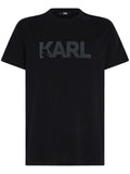 Karl Lagerfeld flocked-logo organic-cotton T-shirt