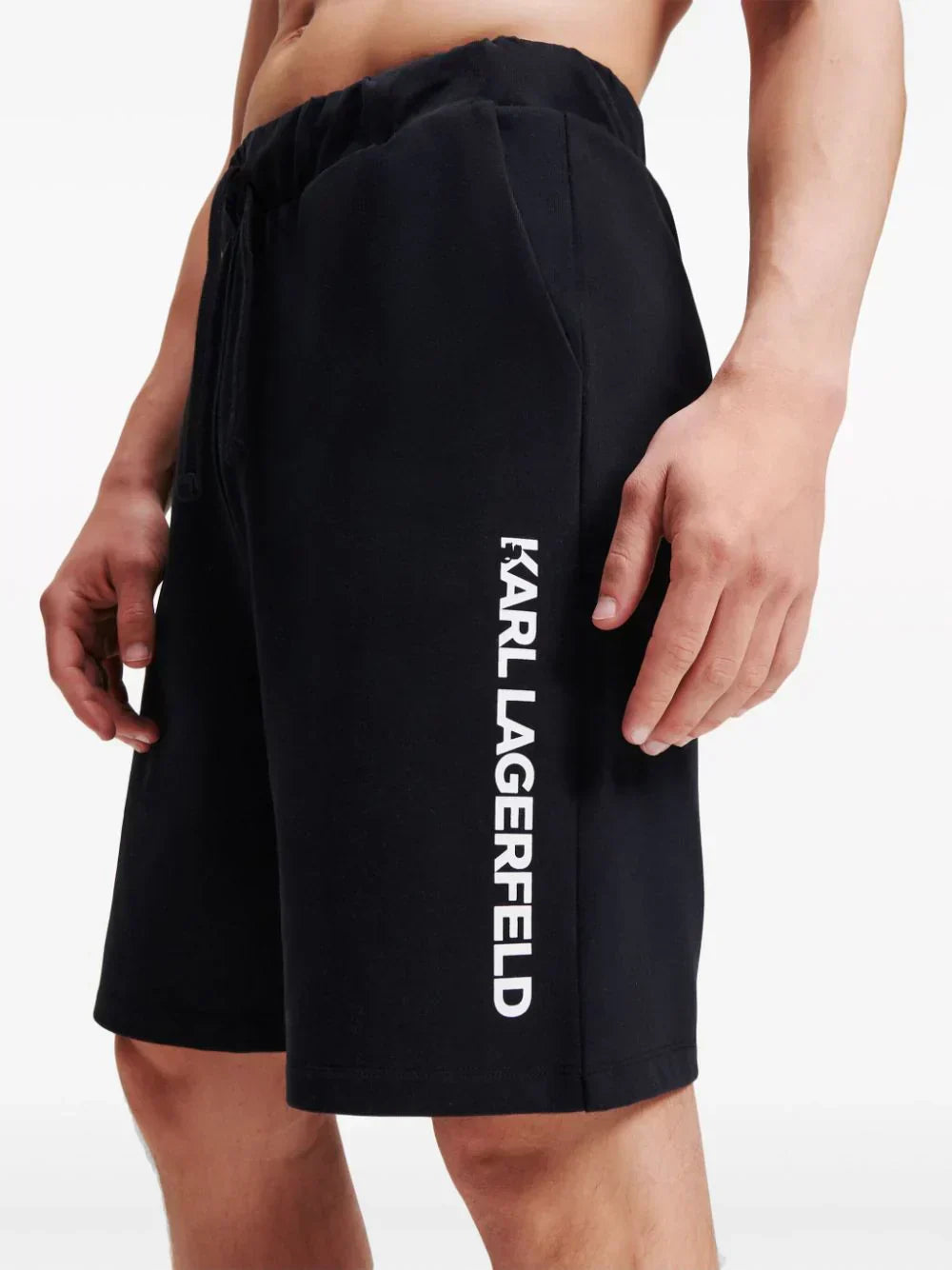 KARL LAGERFELD LOGO-PRINT ORGANIC COTTON SHORTS