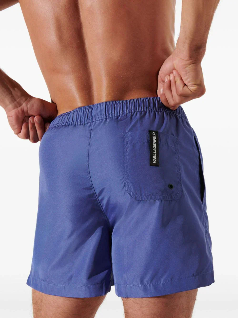 KARL LAGERFELD LOGO-PRINT SWIM SHORTS