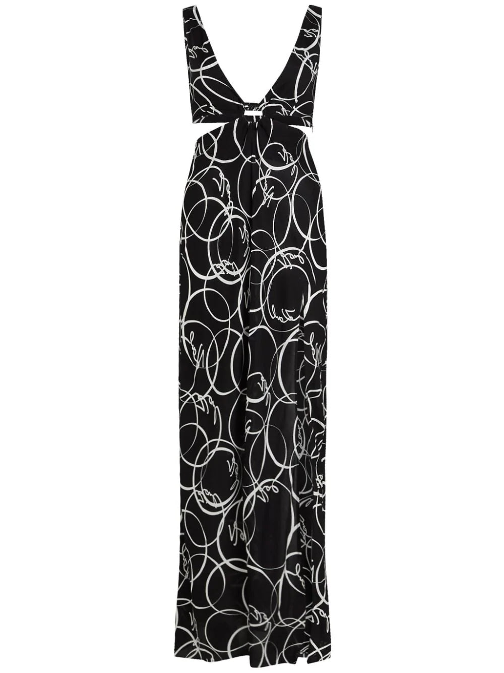 KARL LAGERFELD CIRCLE-PRINT V-NECK BEACH DRESS