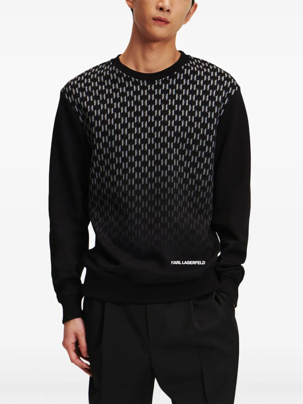 KARL LAGERFELD MONOGRAM-OMBRE ORGANIC COTTON SWEATSHIRT