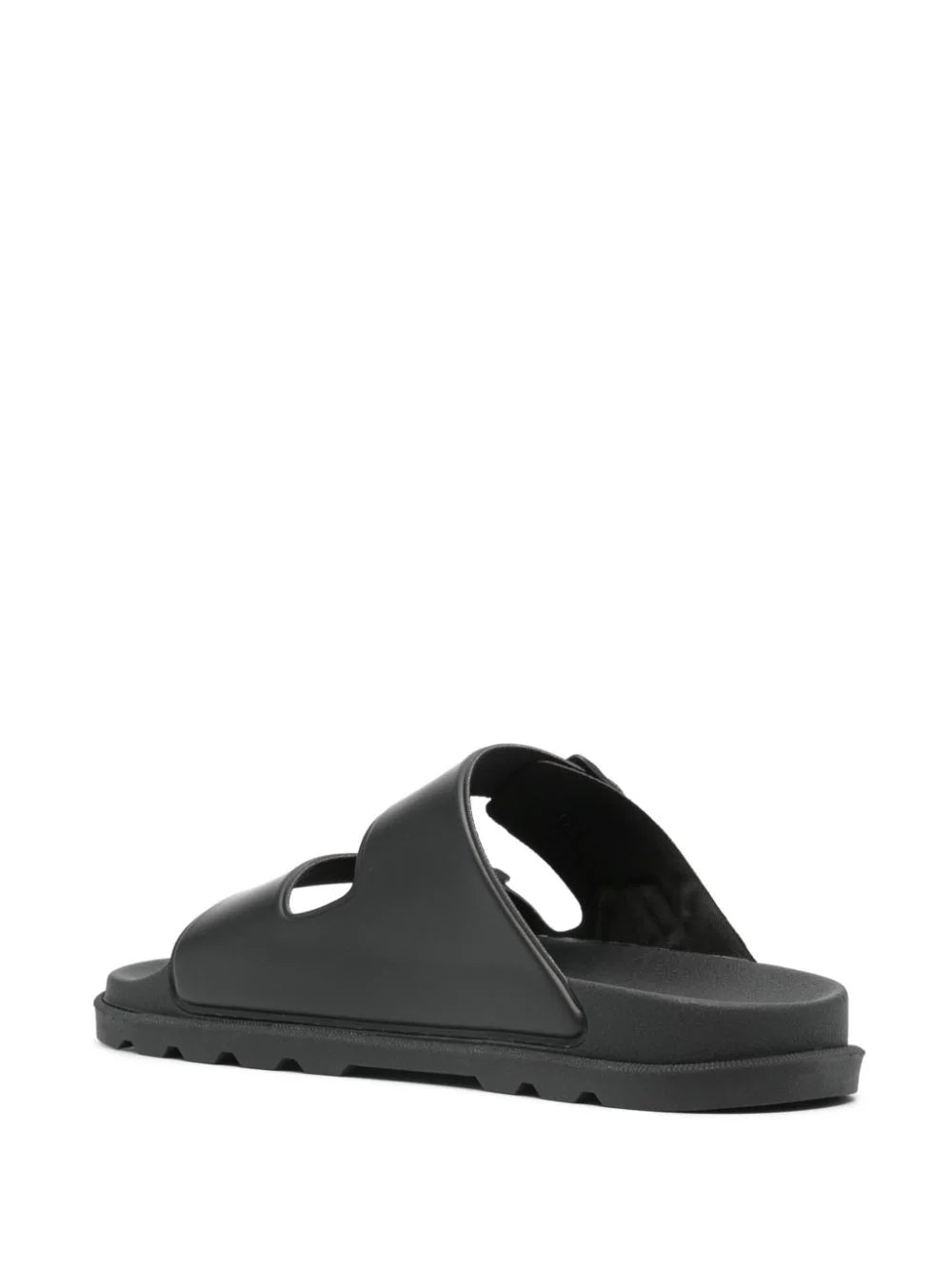 KARL LAGERFELD LOGO-EMBOSSED BUCKLED SANDALS