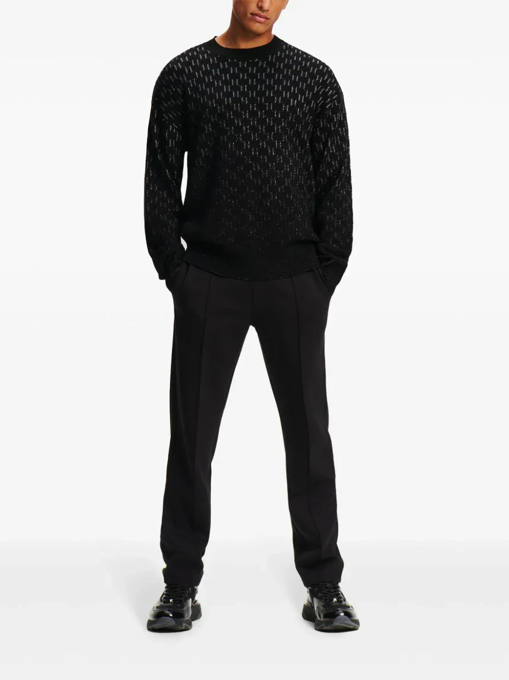 KARL LAGERFELD MONOGRAM-DEGRADE SWEATER