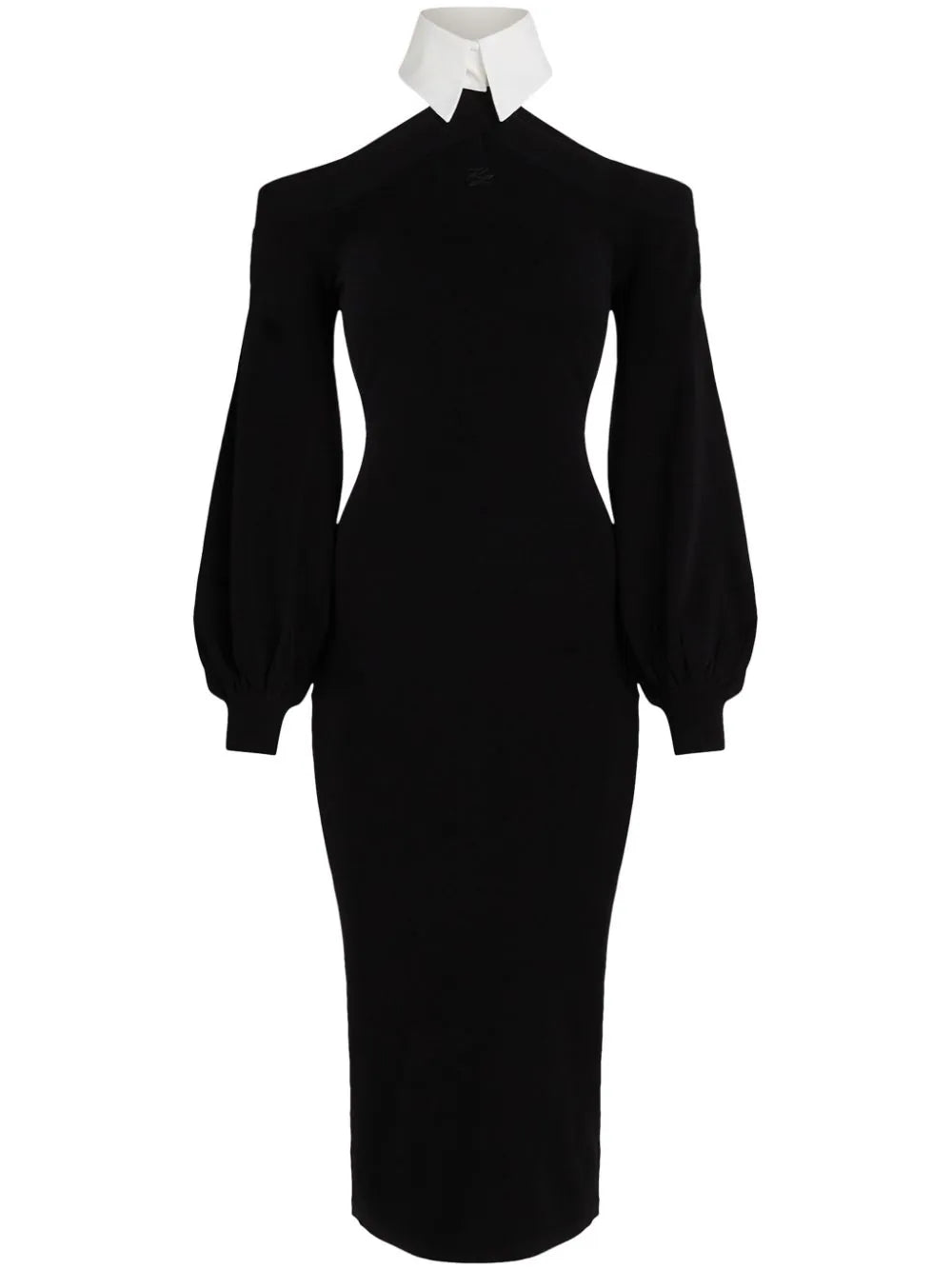 KARL LAGERFELD COLD-SHOULDER KNITTED DRESS