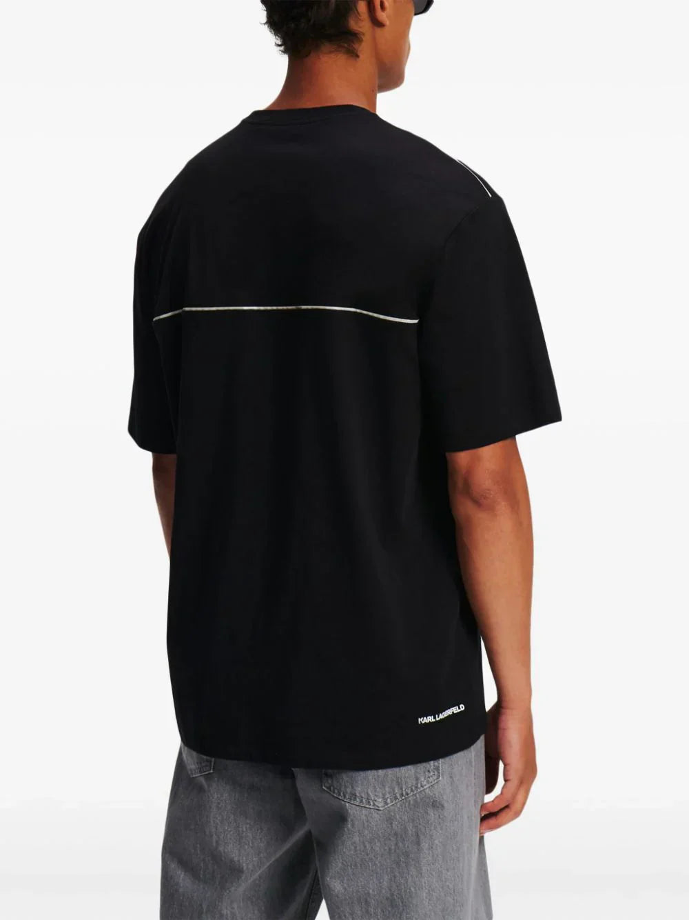KARL LAGERFELD REFLECTIVE PIPE-LINED T-SHIRT