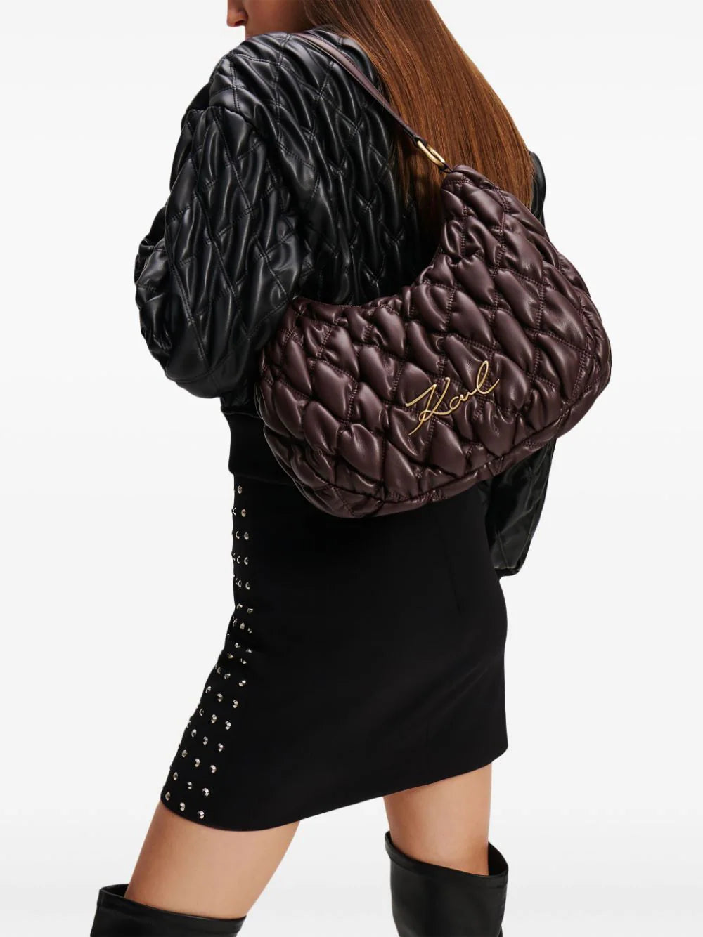 KARL LAGERFELD SIGNATURE KUILT SHOULDER BAG