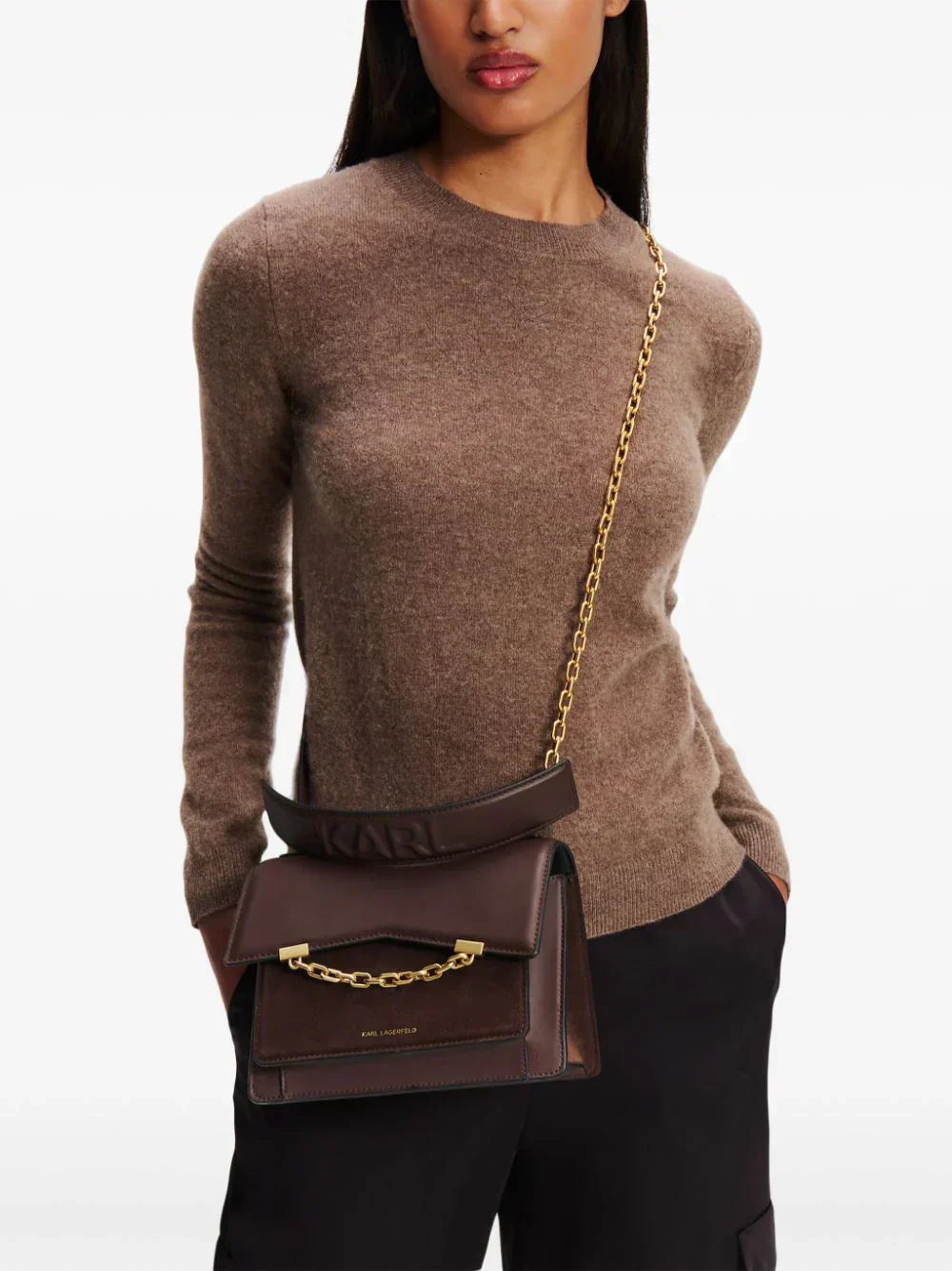 KARL LAGERFELD K/SEVEN GRAINY SUEDE CROSS BODY BAG