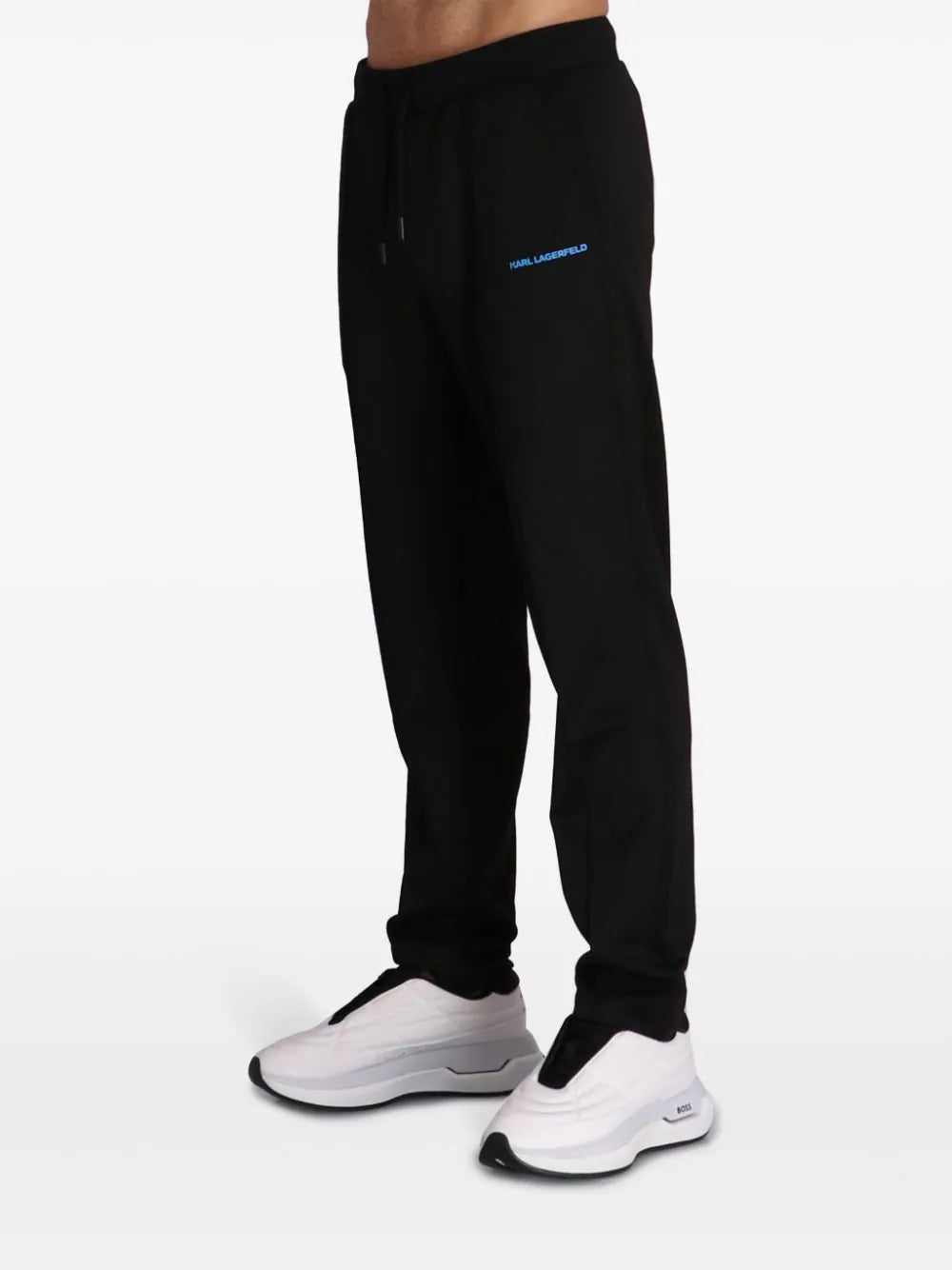 KARL LAGERFELD PINTUCKED TAPERED TRACK PANTS