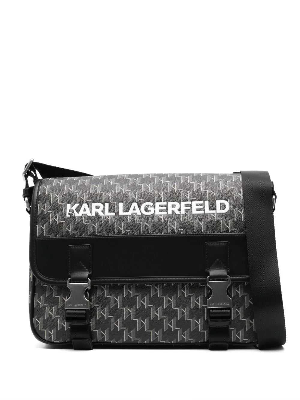 KARL LAGERFELD LOGO-EMBOSSED MESSENGER BAG